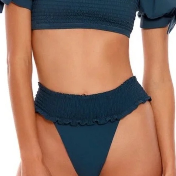 Agua Bendita Blue High-Cut Ruffle Bikini Bottoms XL NWT - Picture 1 of 7